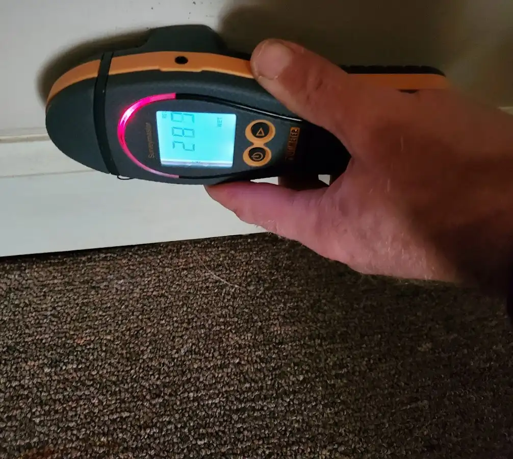 Moisture detection at baseboard during Burst Pipe Cleanup in Allentown